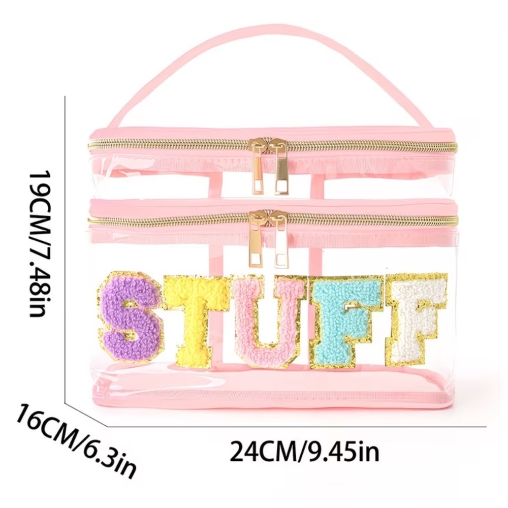 Large Capacity Double-Tier Transparent Makeup Bag - image 3